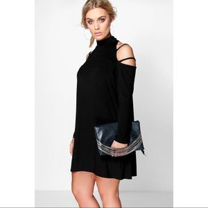 Plus Size Cold Shoulder Strappy Swing Dress